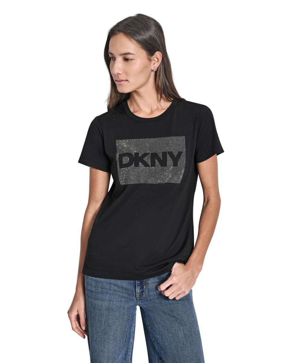 T-shirt de mulher com manga curta e logótipo Preto-7