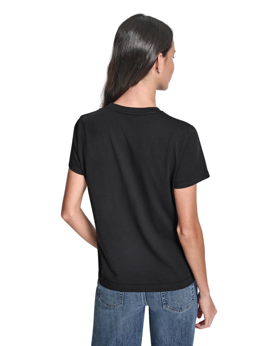T-shirt de mulher com manga curta e logótipo Preto-8