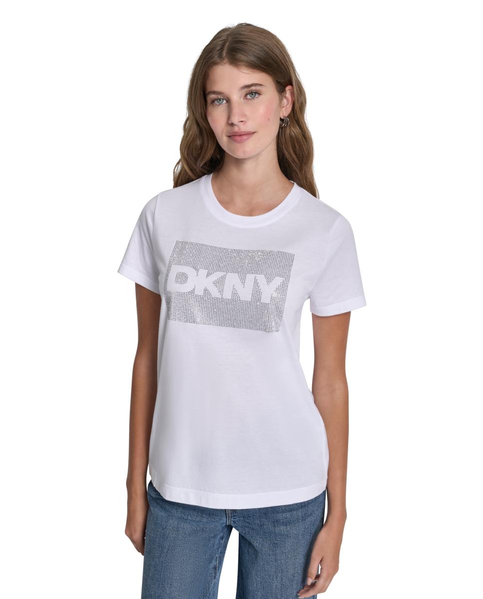 T-shirt de mulher com manga curta e logótipo Branco-1