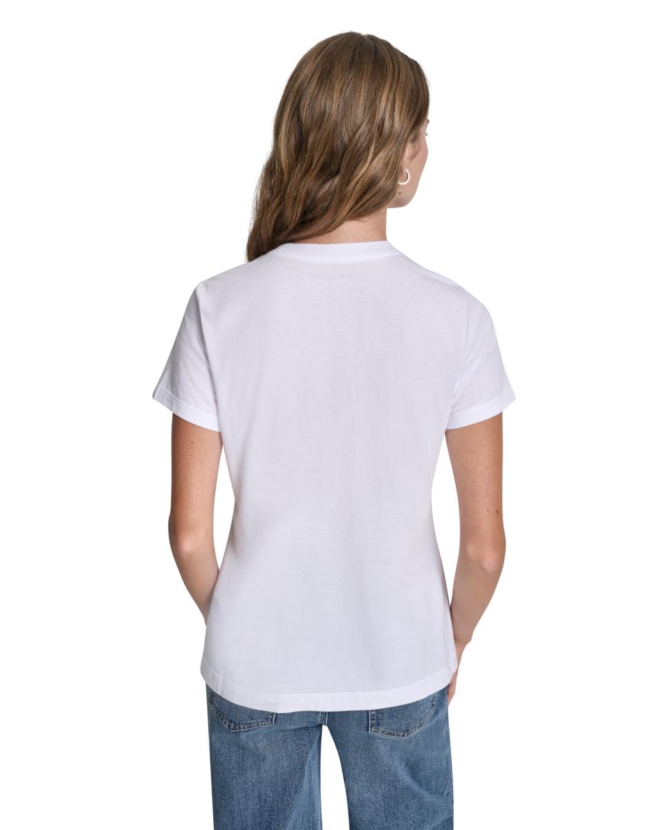 T-shirt de mulher com manga curta e logótipo Branco-2