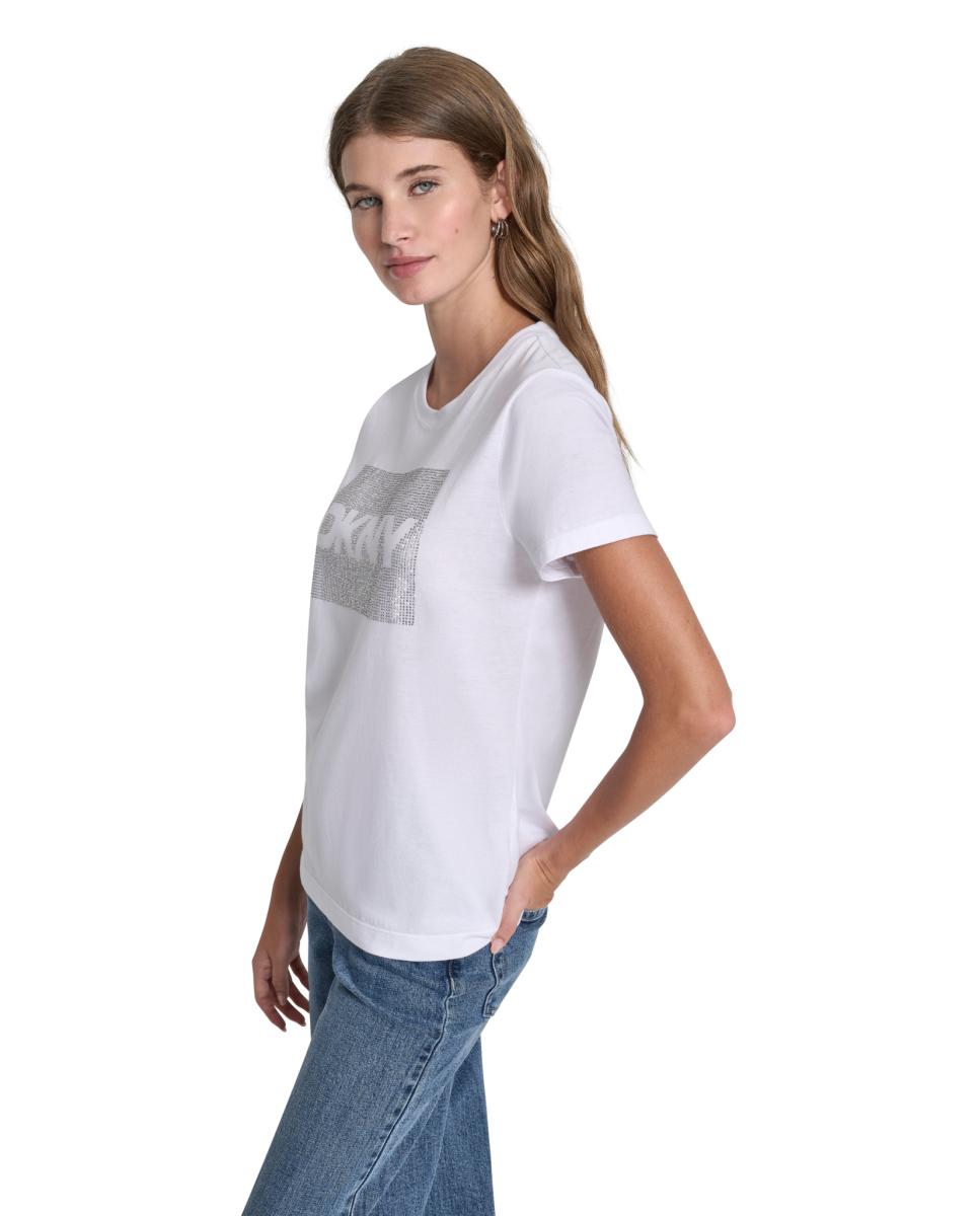 T-shirt de mulher com manga curta e logótipo Branco-3
