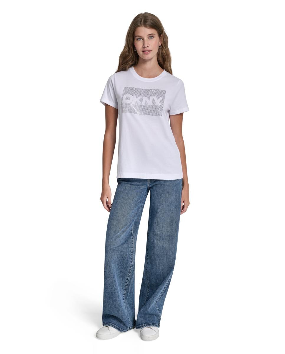 T-shirt de mulher com manga curta e logótipo Branco-5