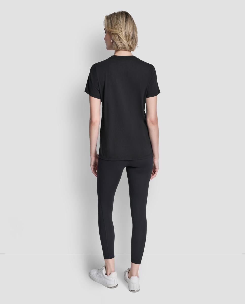 T-shirt de mulher com manga curta e logótipo Preto-2