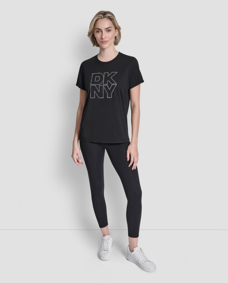 T-shirt de mulher com manga curta e logótipo Preto-5