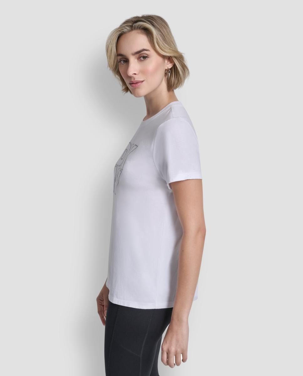 T-shirt de mulher com manga curta e logótipo Branco-3