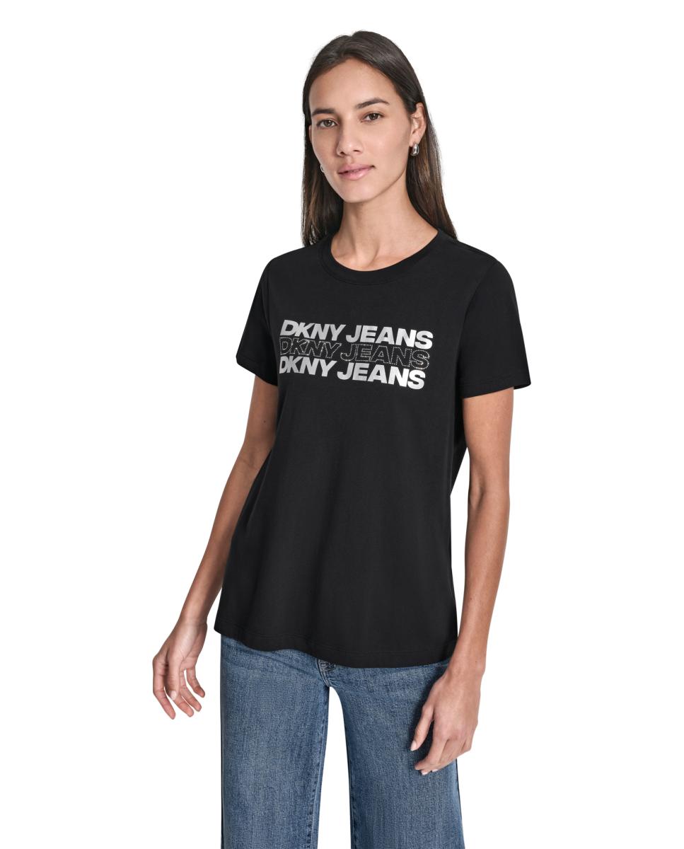 T-shirt de algodão com logótipo Preto-1