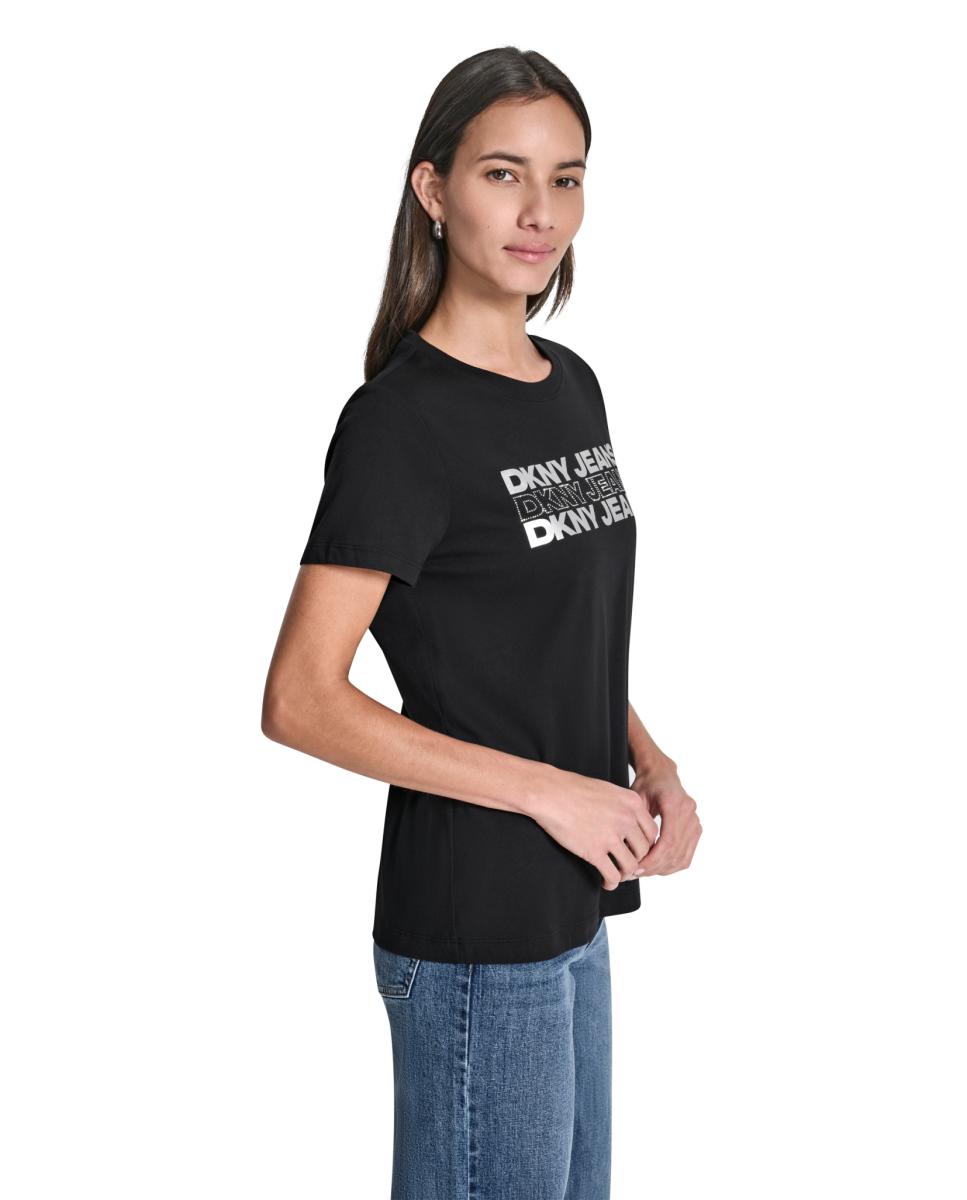 T-shirt de algodão com logótipo Preto-4