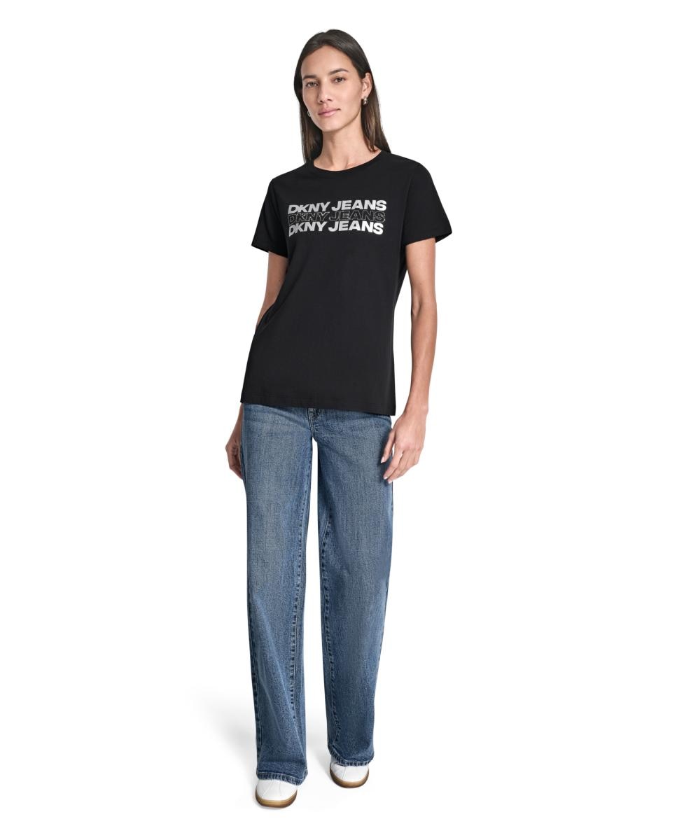 T-shirt de algodão com logótipo Preto-5