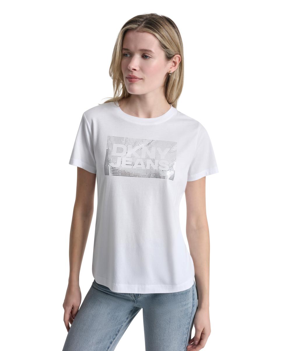 T-shirt de algodão com logótipo Branco-1