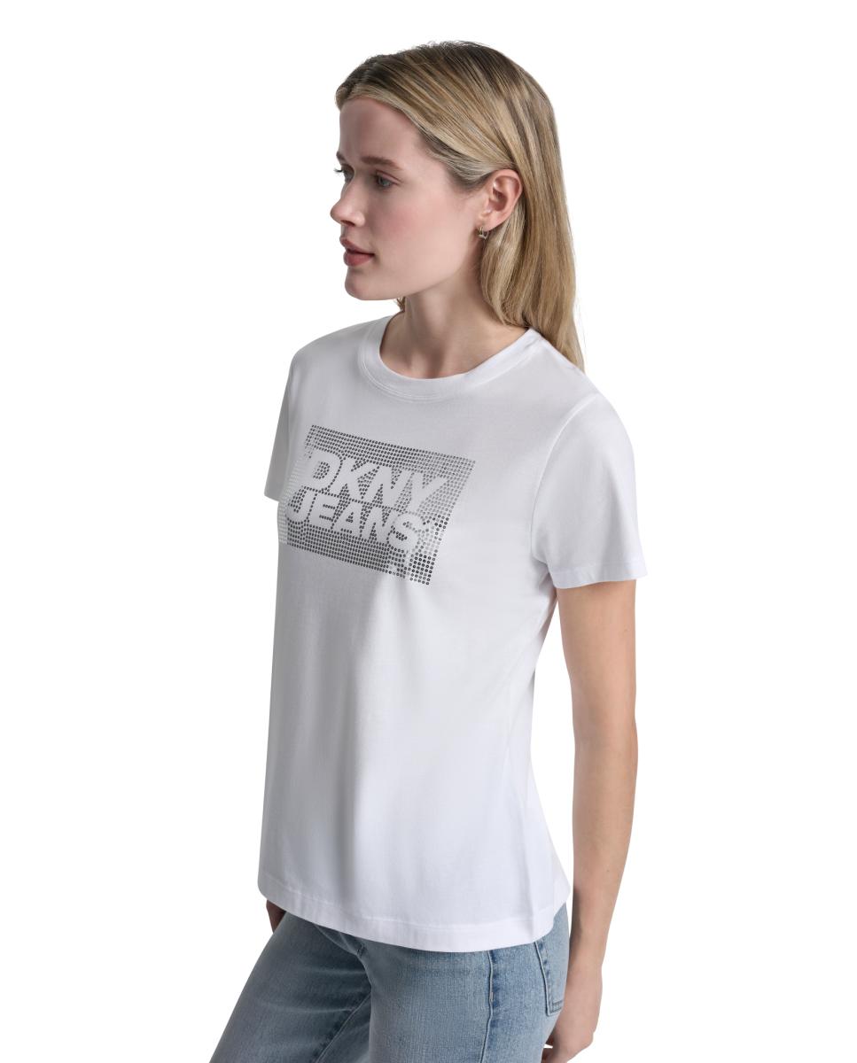 T-shirt de algodão com logótipo Branco-3