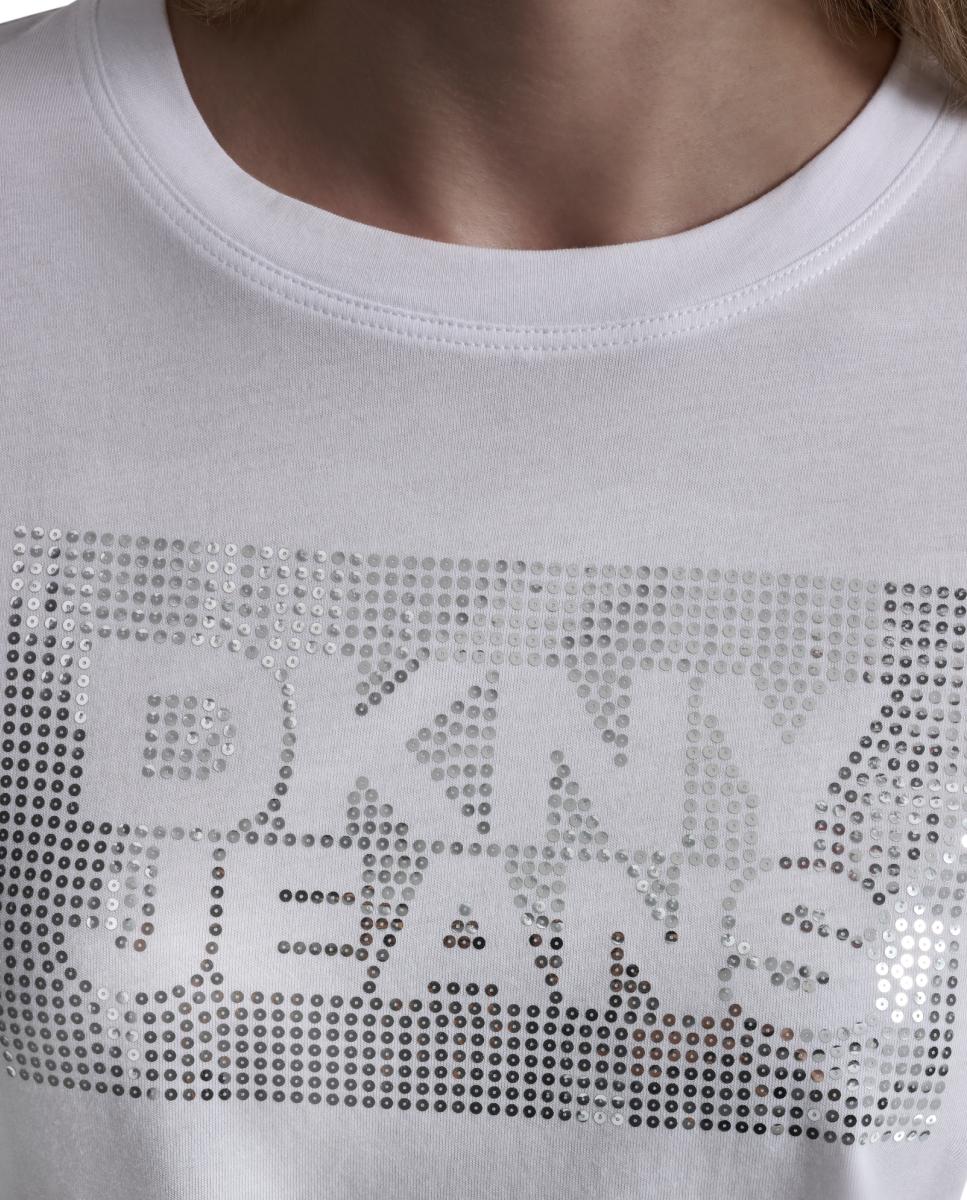 T-shirt de algodão com logótipo Branco-4