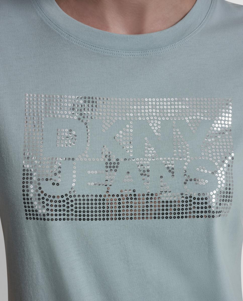 T-shirt de algodão com logótipo Azul-claro-3