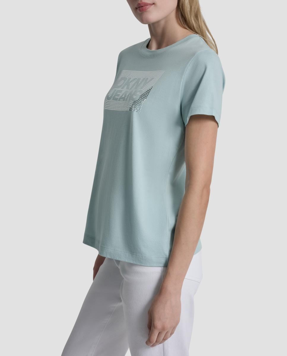 T-shirt de algodão com logótipo Azul-claro-4