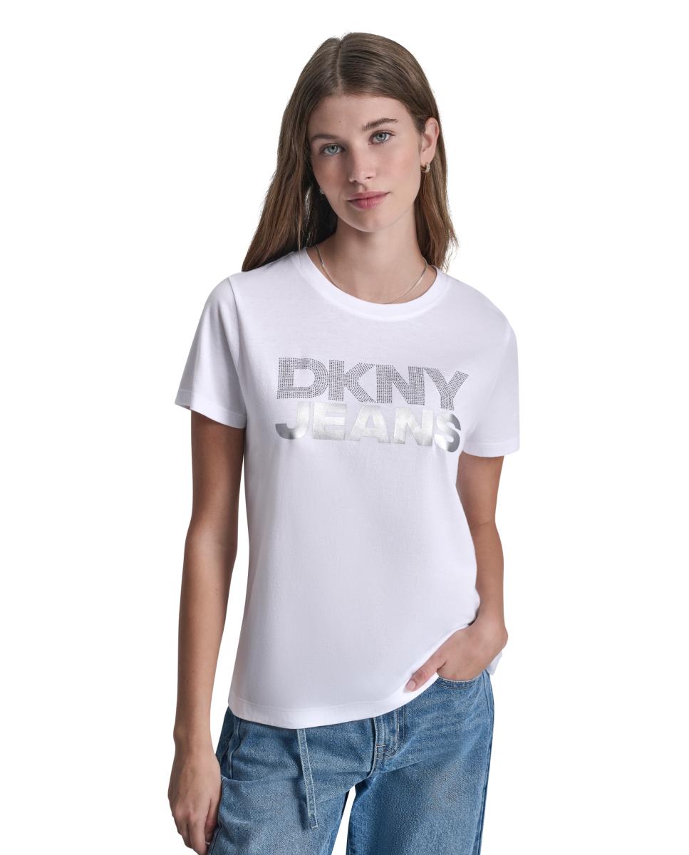 T-shirt de algodão com logótipo Branco-1