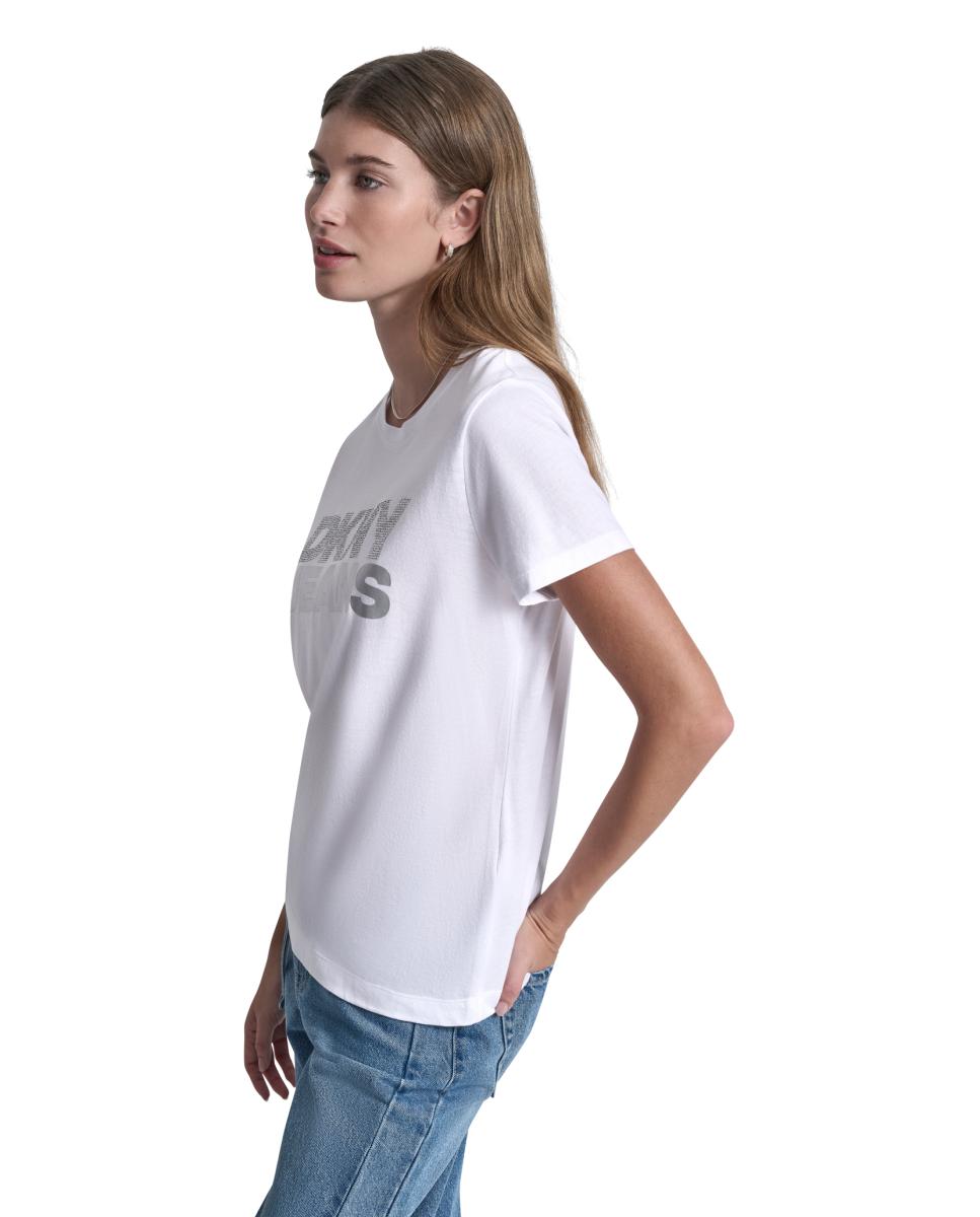 T-shirt de algodão com logótipo Branco-3