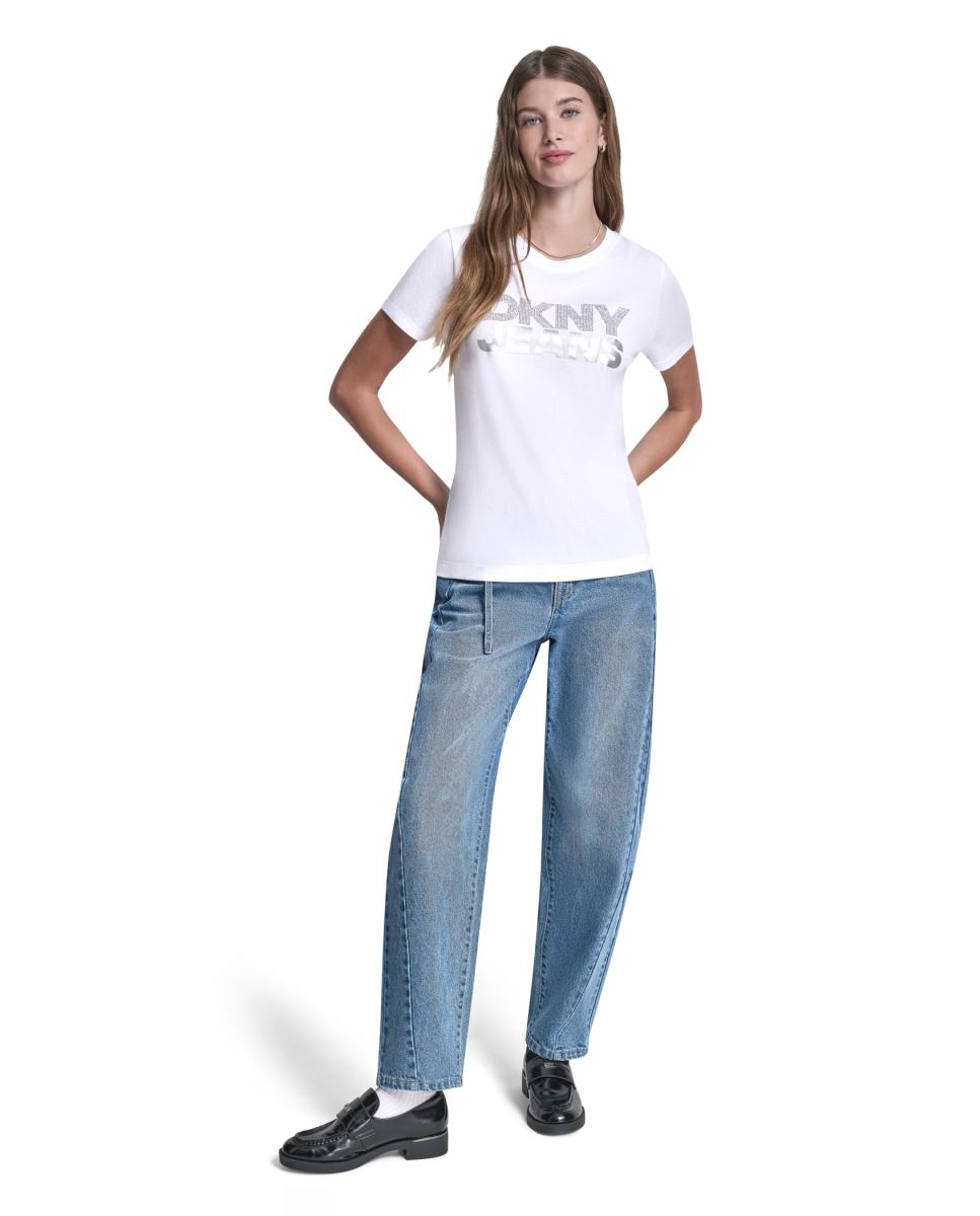 T-shirt de algodão com logótipo Branco-5