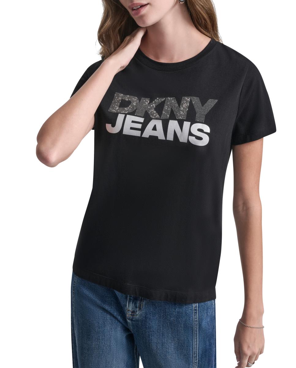 T-shirt de algodão com logótipo Preto-1