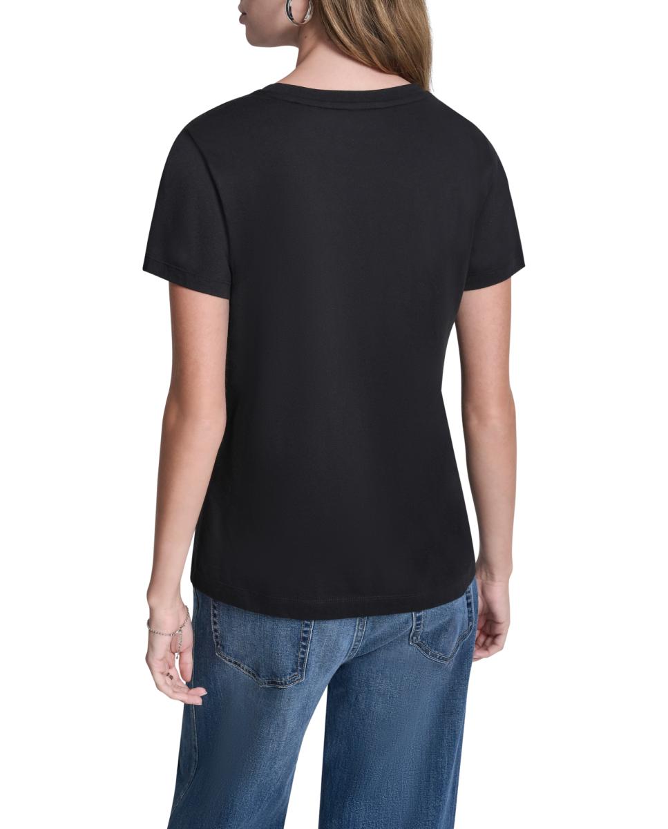 T-shirt de algodão com logótipo Preto-2