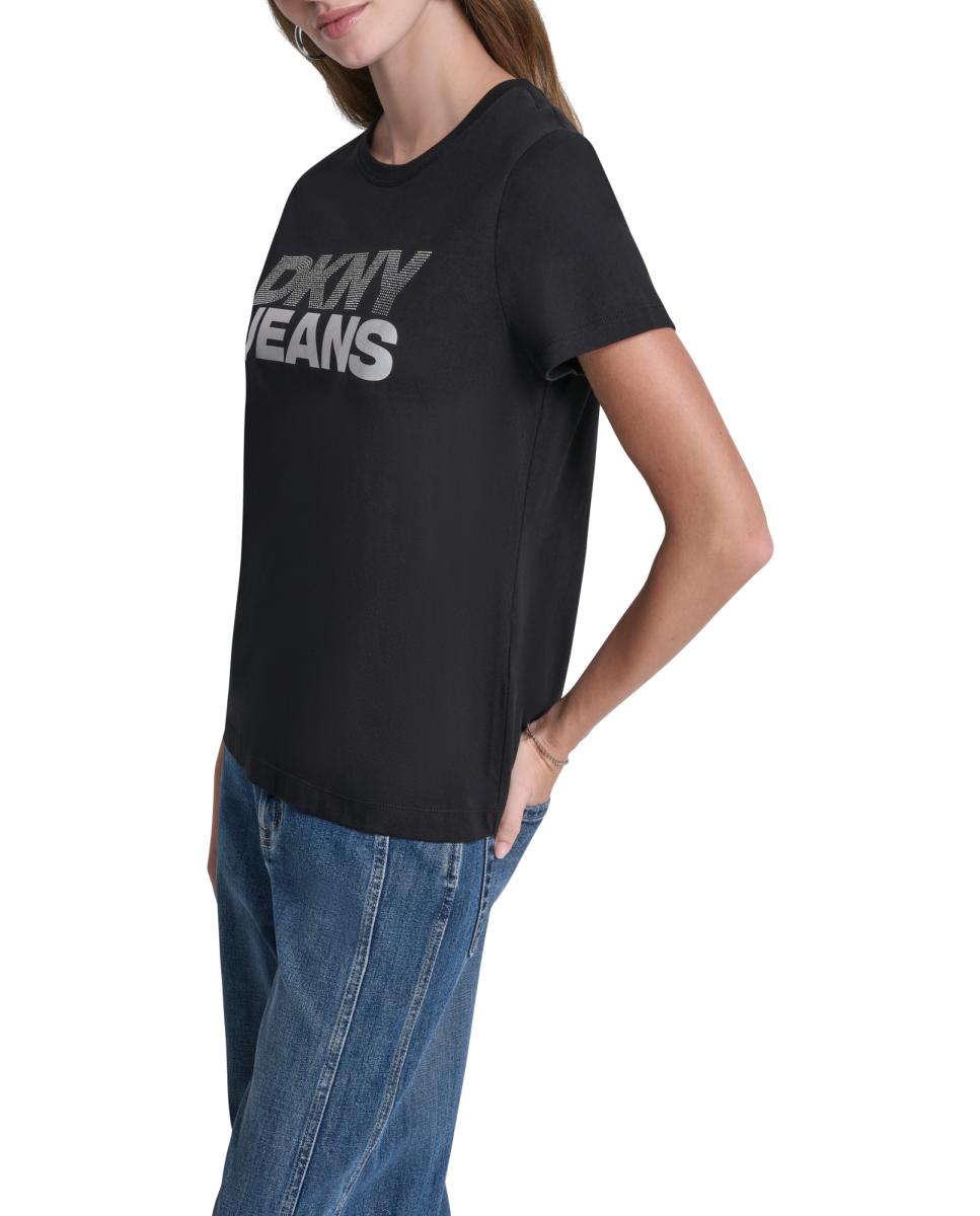 T-shirt de algodão com logótipo Preto-3