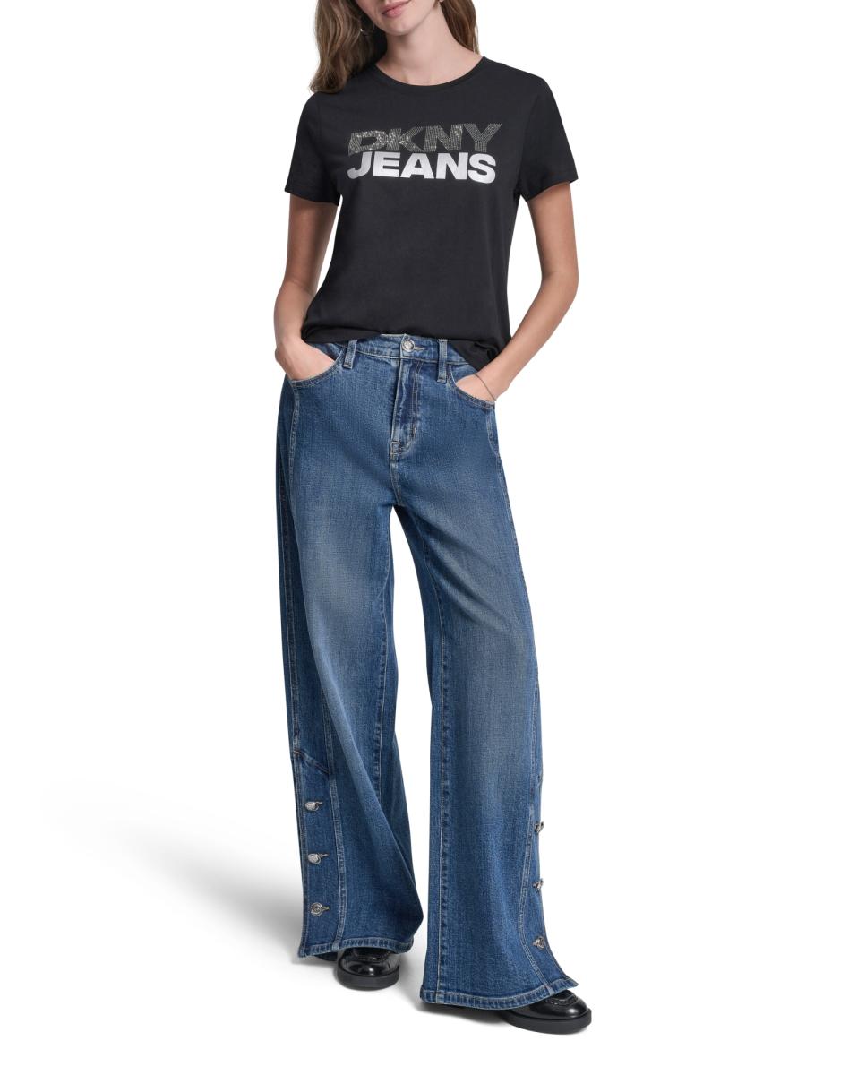 T-shirt de algodão com logótipo Preto-5