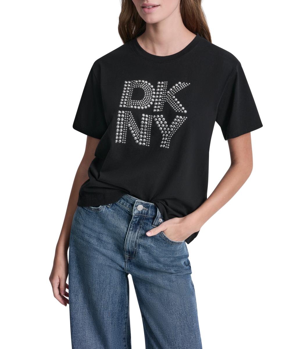 T-shirt de algodão com logótipo Preto-1