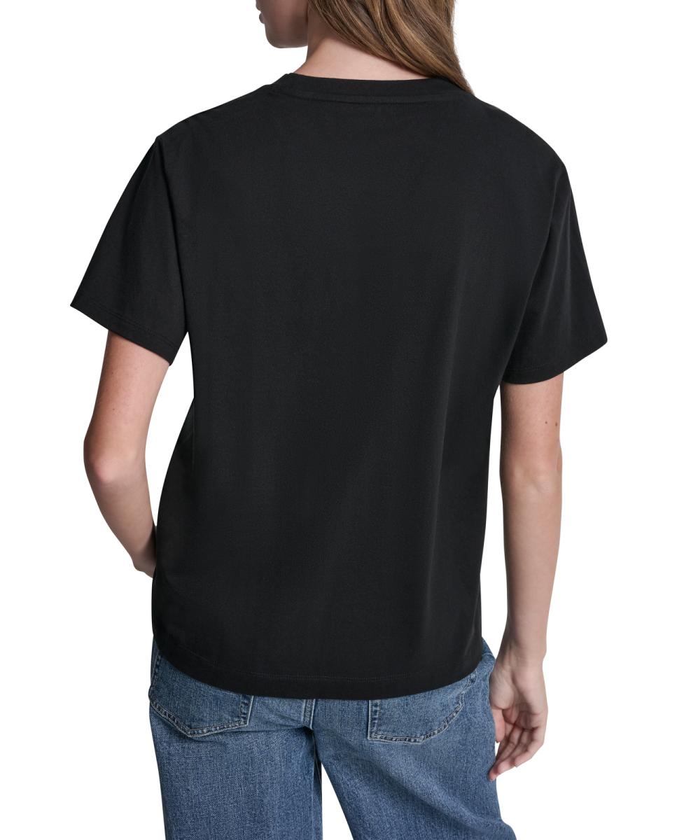 T-shirt de algodão com logótipo Preto-2