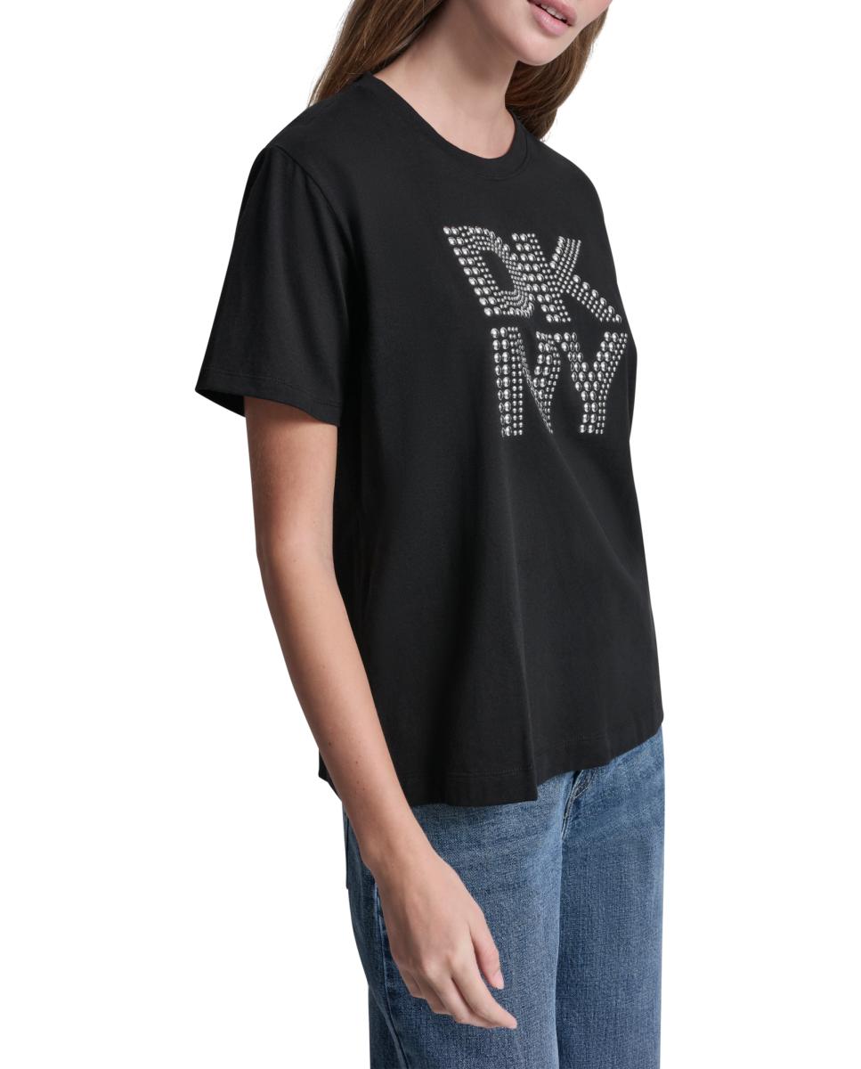 T-shirt de algodão com logótipo Preto-3