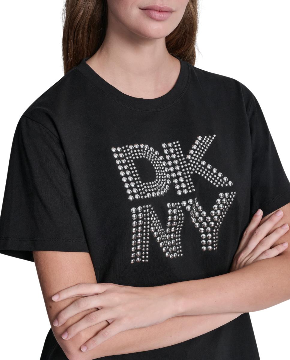 T-shirt de algodão com logótipo Preto-5