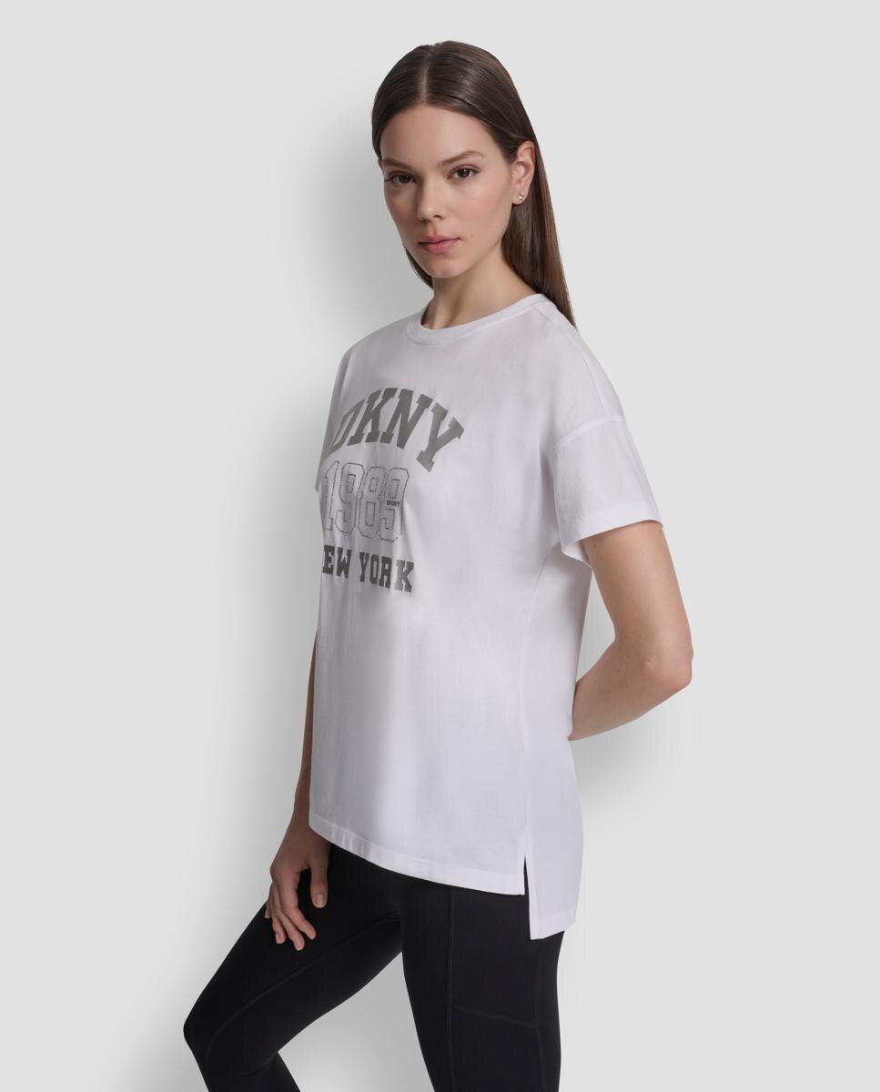 T-shirt de algodão com logótipo Branco-3