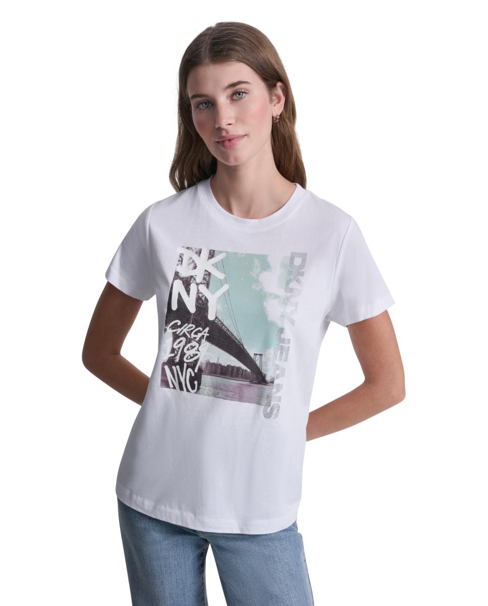 T-shirt com Estampado de Nova Iorque Multicolor-1