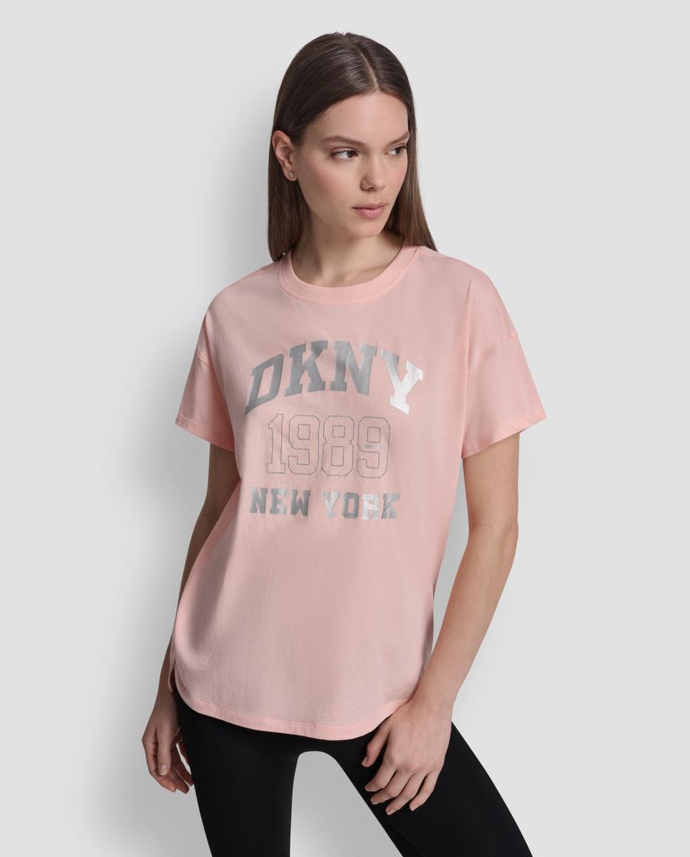 T-shirt de algodão com logótipo Rosa-claro-1