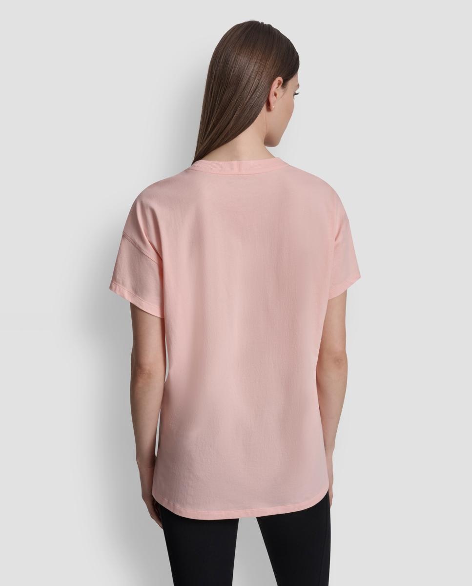 T-shirt de algodão com logótipo Rosa-claro-2