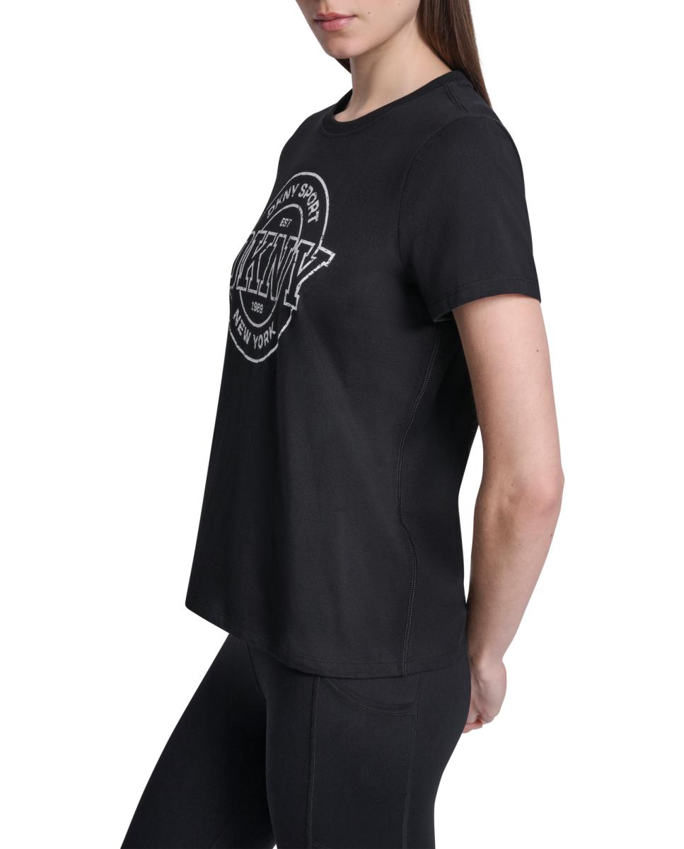 T-shirt de algodão com logo Preto-3
