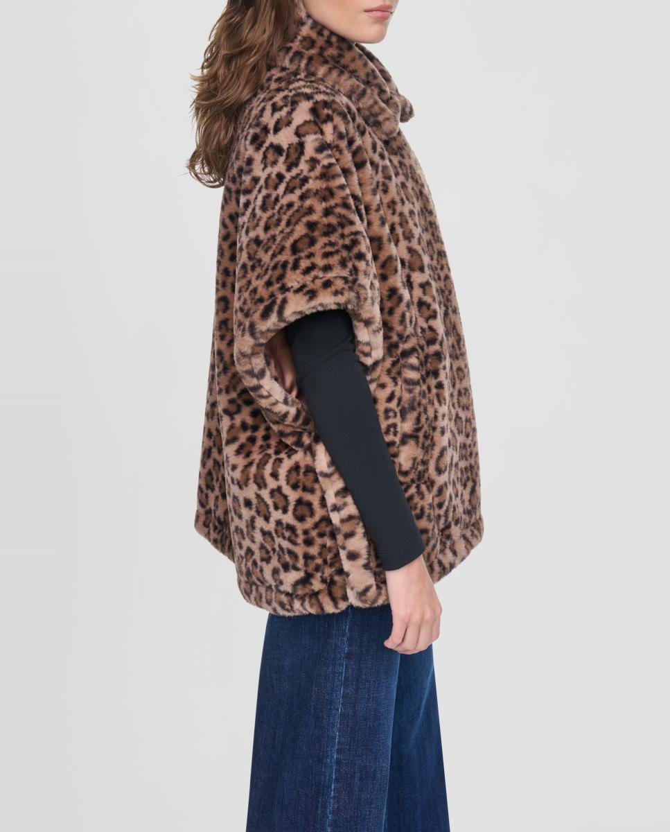 Casaco Tipo Poncho de Pelo Sintético Multicolor-2