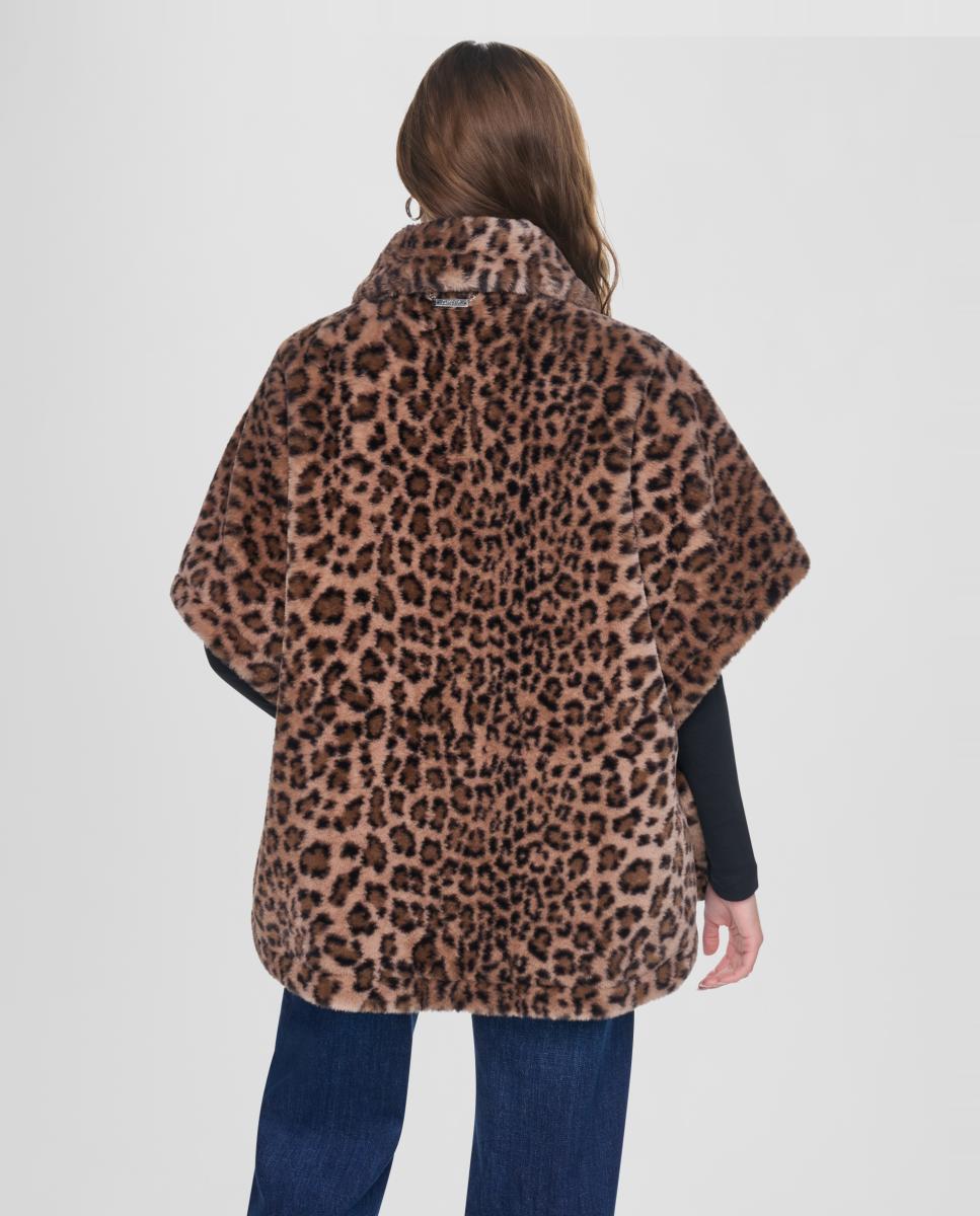 Casaco Tipo Poncho de Pelo Sintético Multicolor-3