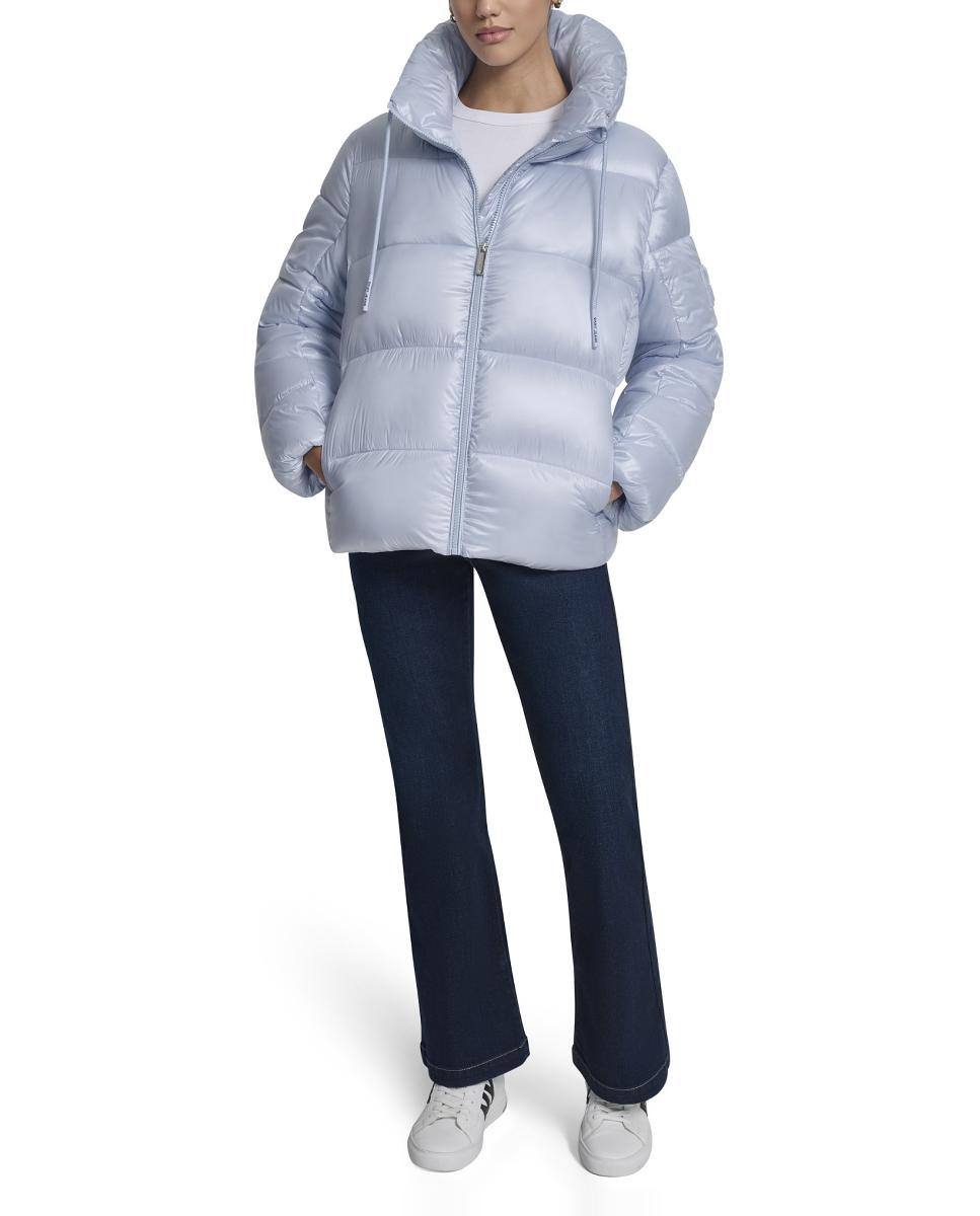 Sobretudo Tipo Blusão Acolchoado Azul-claro-2