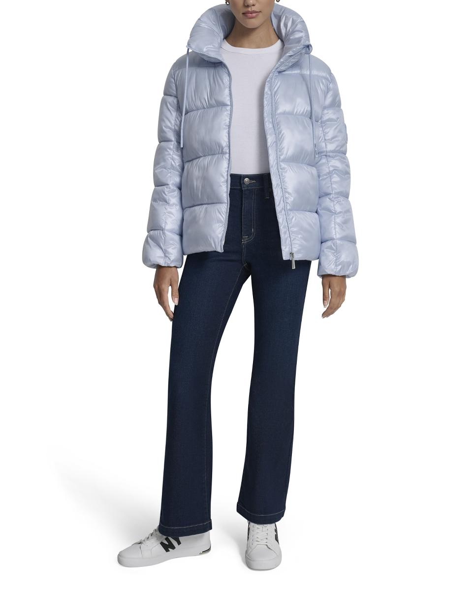 Sobretudo Tipo Blusão Acolchoado Azul-claro-3