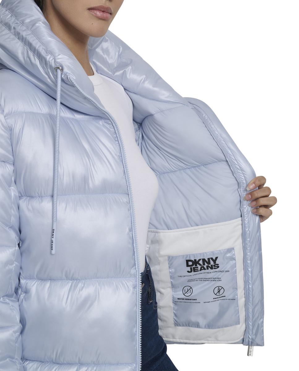 Sobretudo Tipo Blusão Acolchoado Azul-claro-4