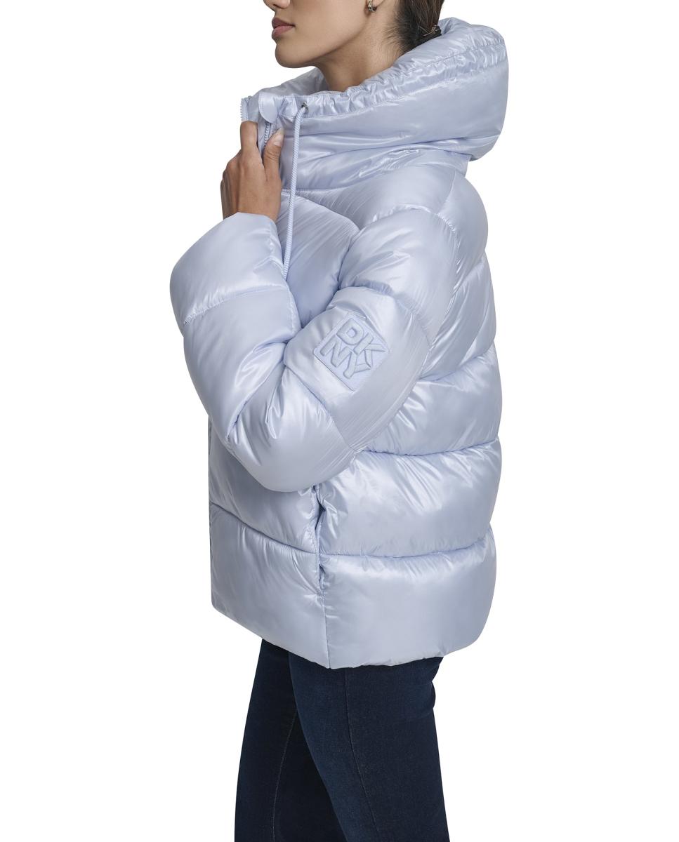 Sobretudo Tipo Blusão Acolchoado Azul-claro-7