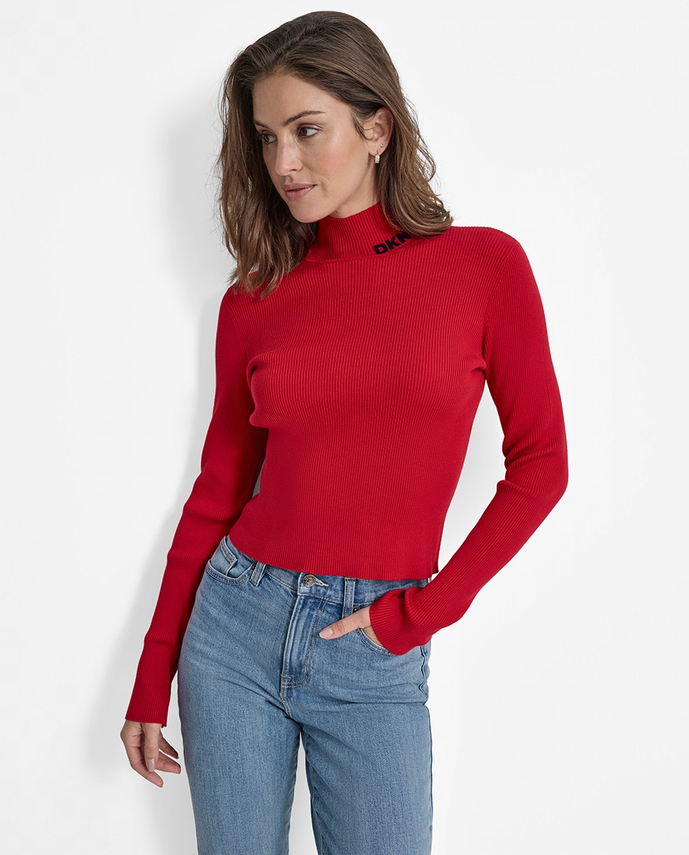 Imagem 0 de Camisola de Malha de Gola Alta com Logótipo Lateral e Manga Comprida