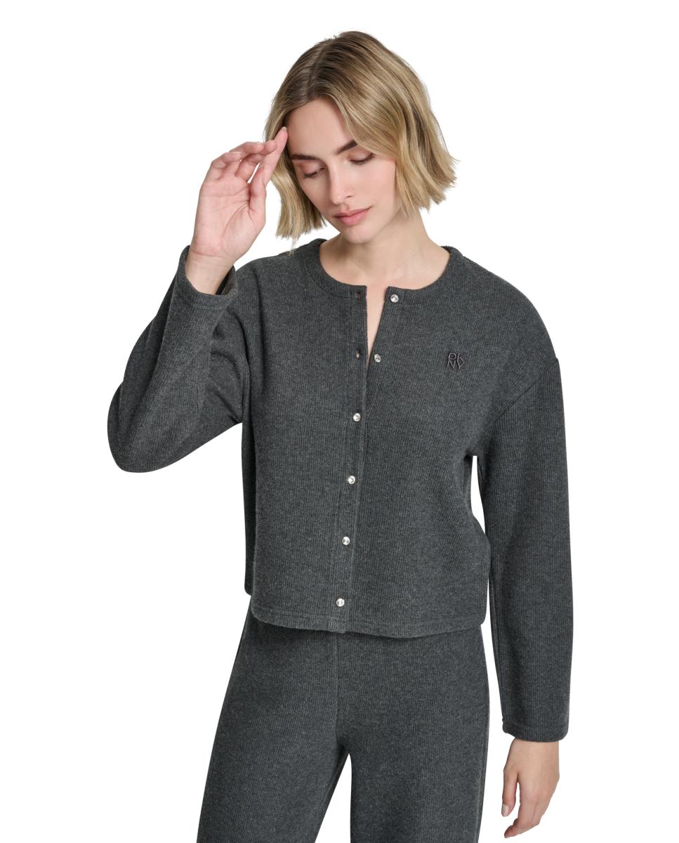 Camisola de Malha com Detalhe de Logótipo Cinzento-escuro-1