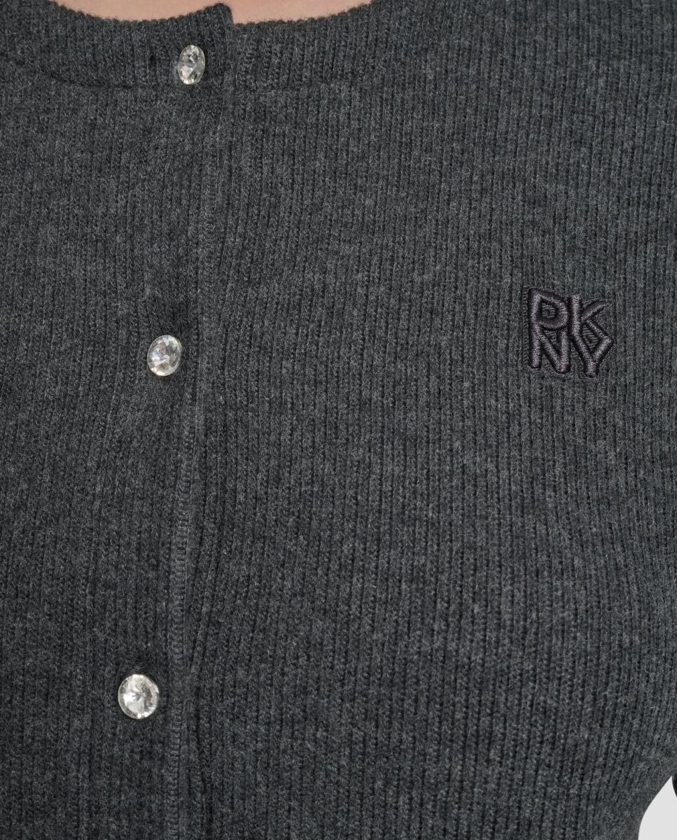 Camisola de Malha com Detalhe de Logótipo Cinzento-escuro-4