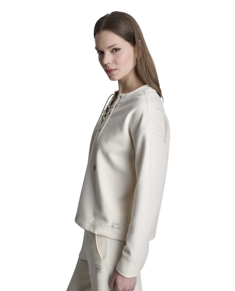 Jersey de mujer con detalle trenzado en el pecho - Dkny Jeans - Crema Crema-2