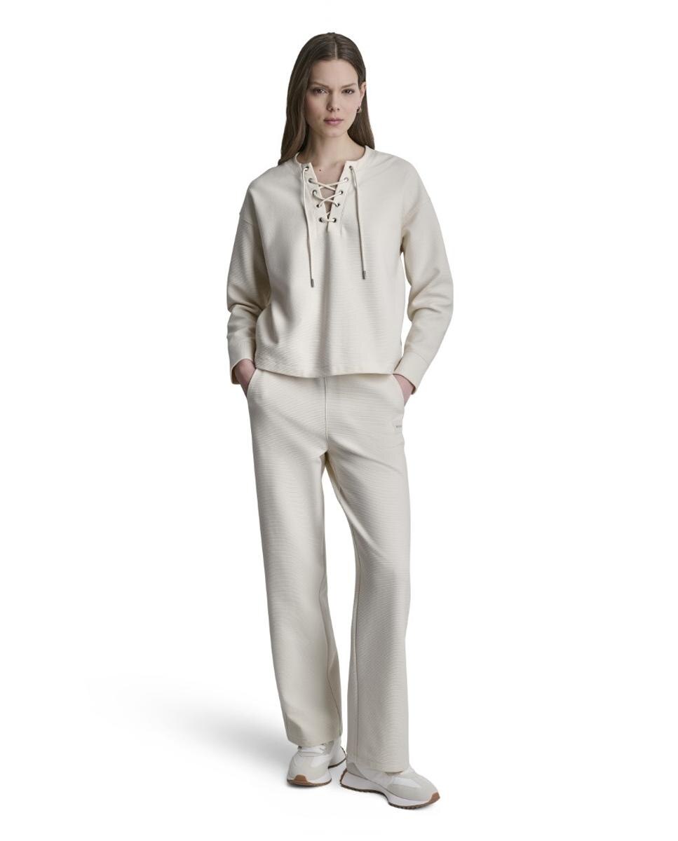 Jersey de mujer con detalle trenzado en el pecho - Dkny Jeans - Crema Crema-3
