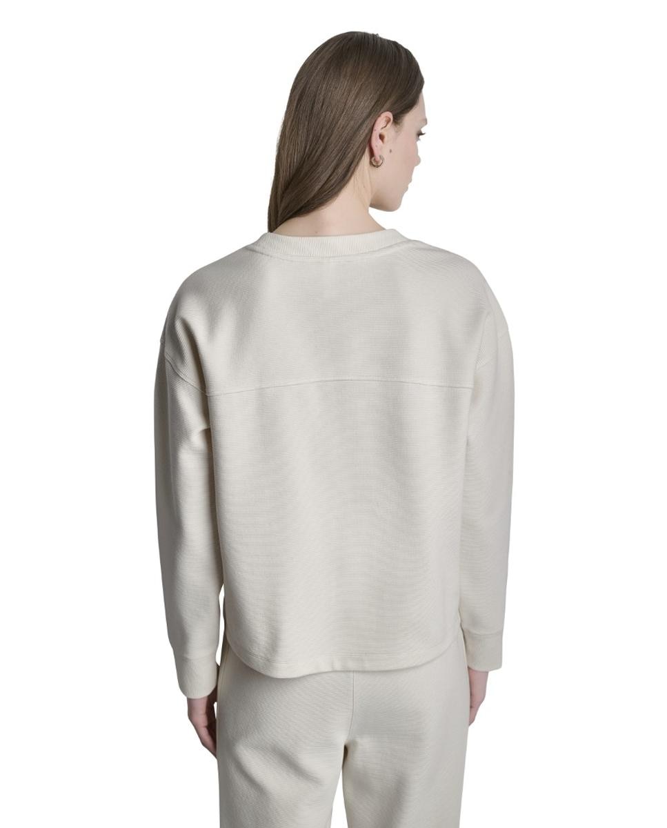 Jersey de mujer con detalle trenzado en el pecho - Dkny Jeans - Crema Crema-5