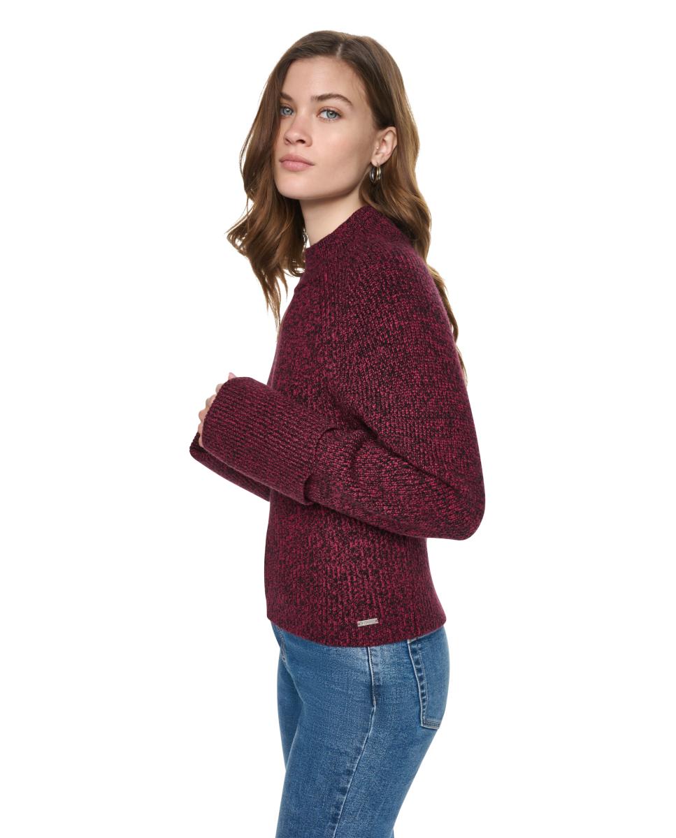 Camisola de Malha com Meia Gola e Punhos à Vista Bordeaux-3