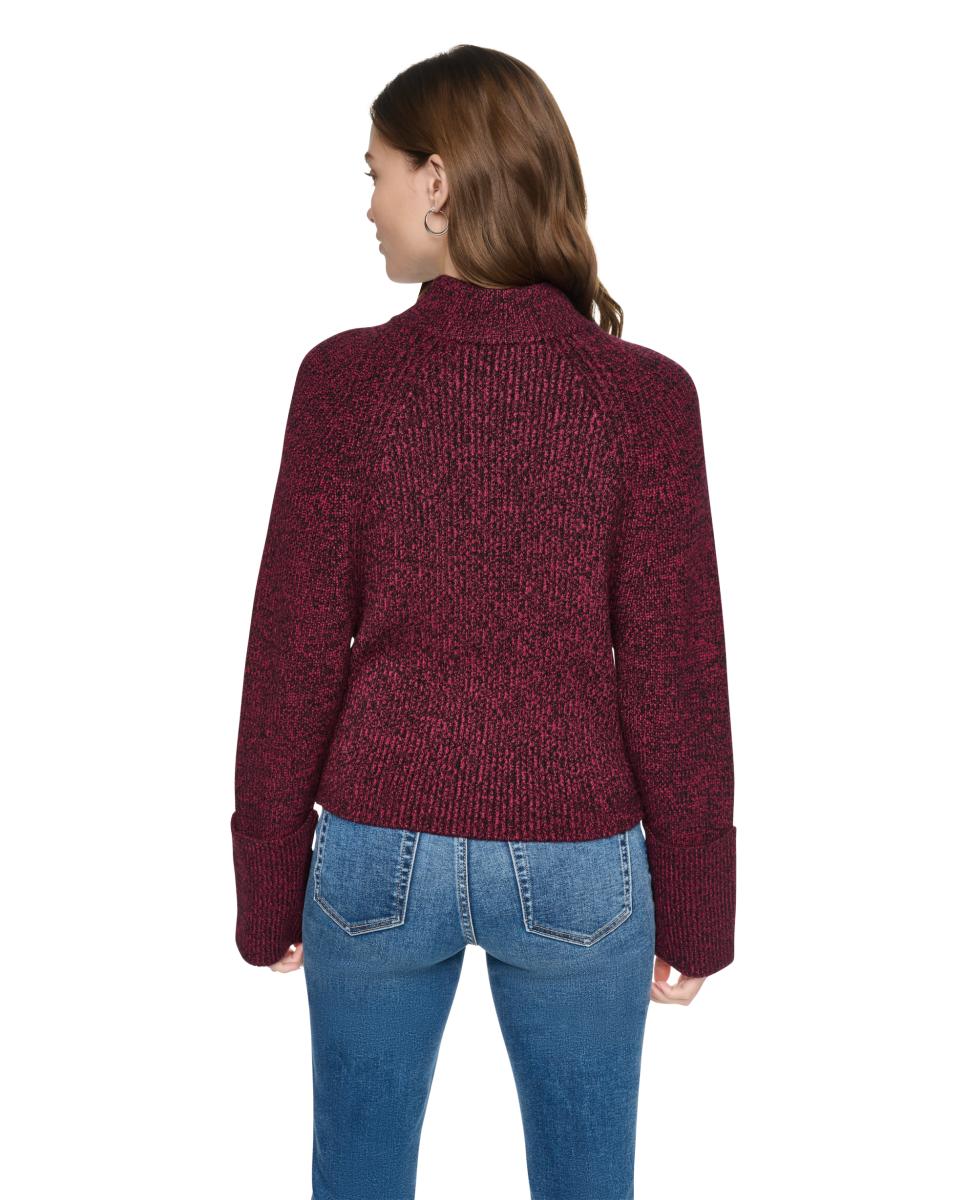 Camisola de Malha com Meia Gola e Punhos à Vista Bordeaux-4