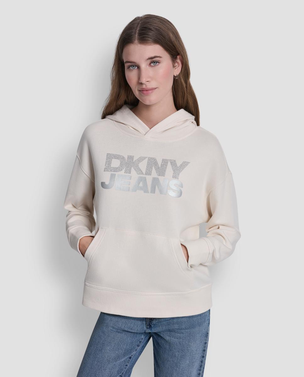 Sweatshirt de manga comprida com logo Bege-1
