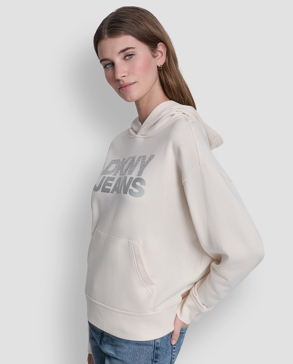 Sweatshirt de manga comprida com logo Bege-3