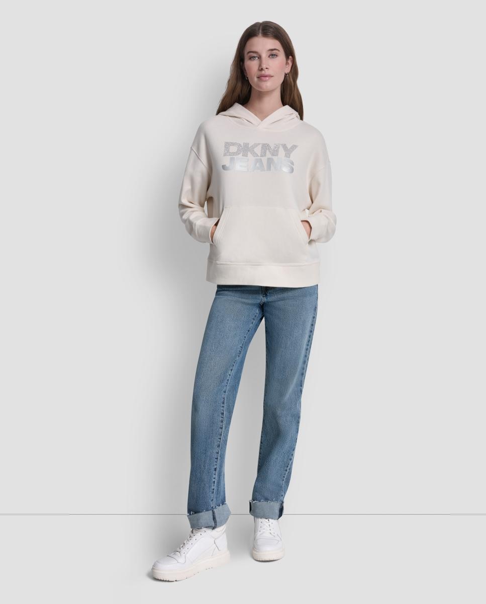 Sweatshirt de manga comprida com logo Bege-5